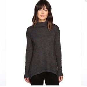 We The Free People‎ Split Back Cowl Turtleneck Top Charcoal Gray Medium